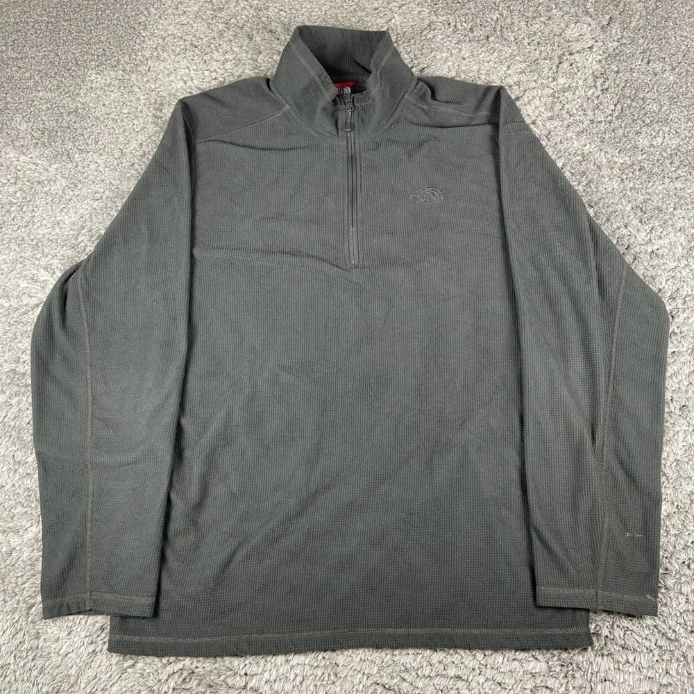 The North Face 1/4 Zip Waffle Knit Pullover Mens XL Gray Fleece Thermal Sweater